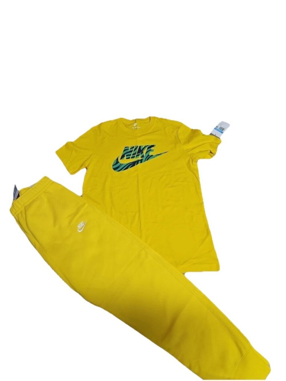 Nike NSW Brandriffs Futura Yellow T-shirt And Sweatpants Tracksuit Set (Small)